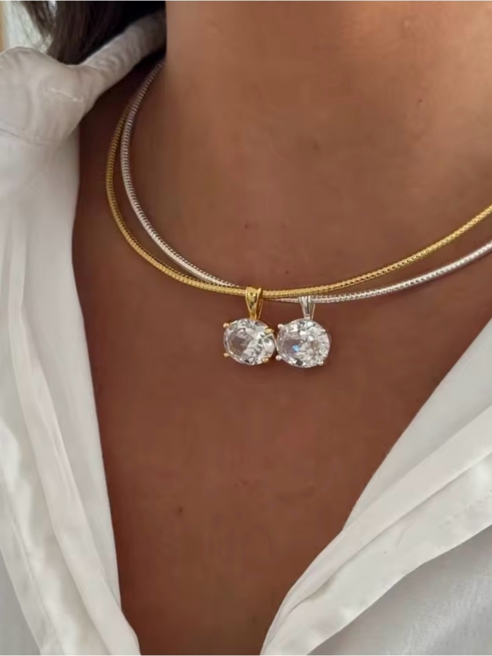 Gorgeous Gold CZ Pendant Necklace